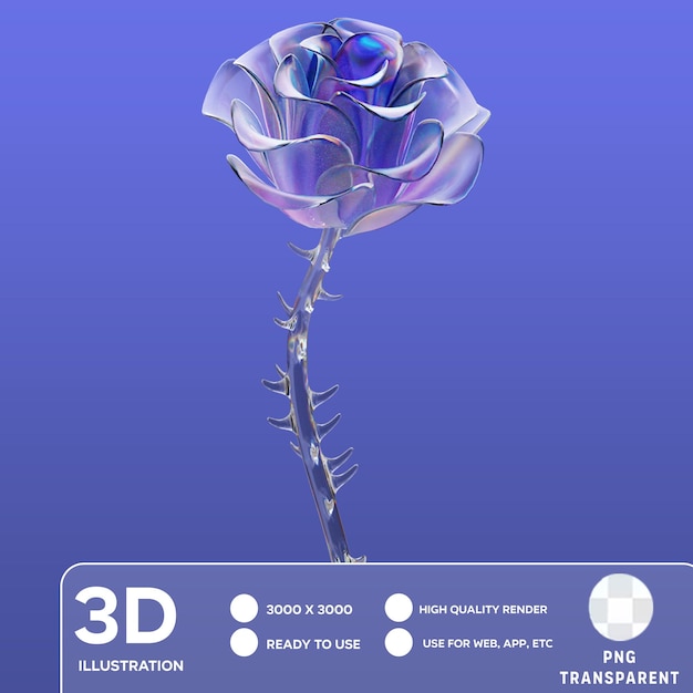 PSD psd glass flower element 3d illustration