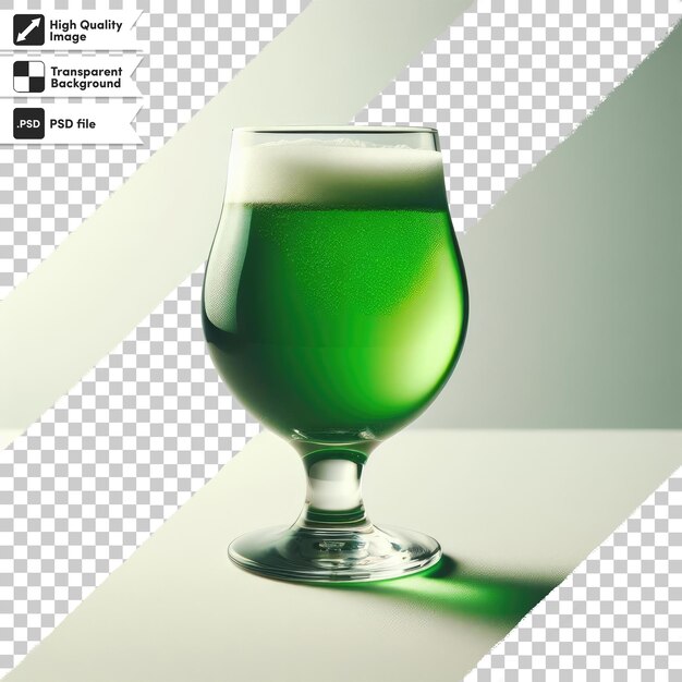 PSD vaso psd di birra verde su sfondo trasparente con strato di maschera modificabile