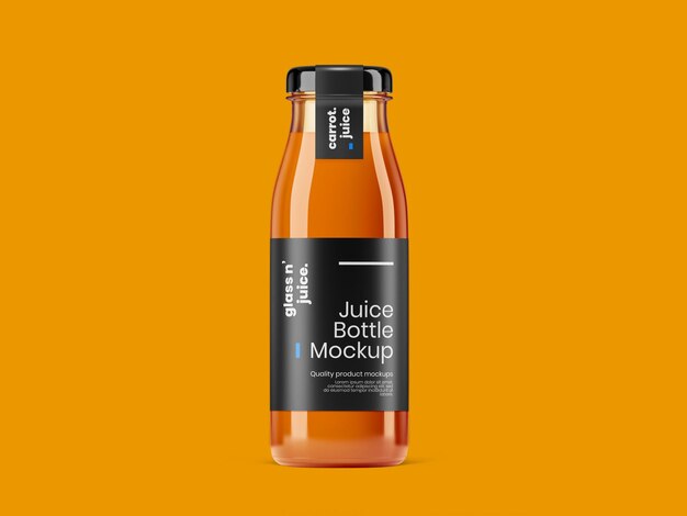 Psd glass juice bottle packaging mockup