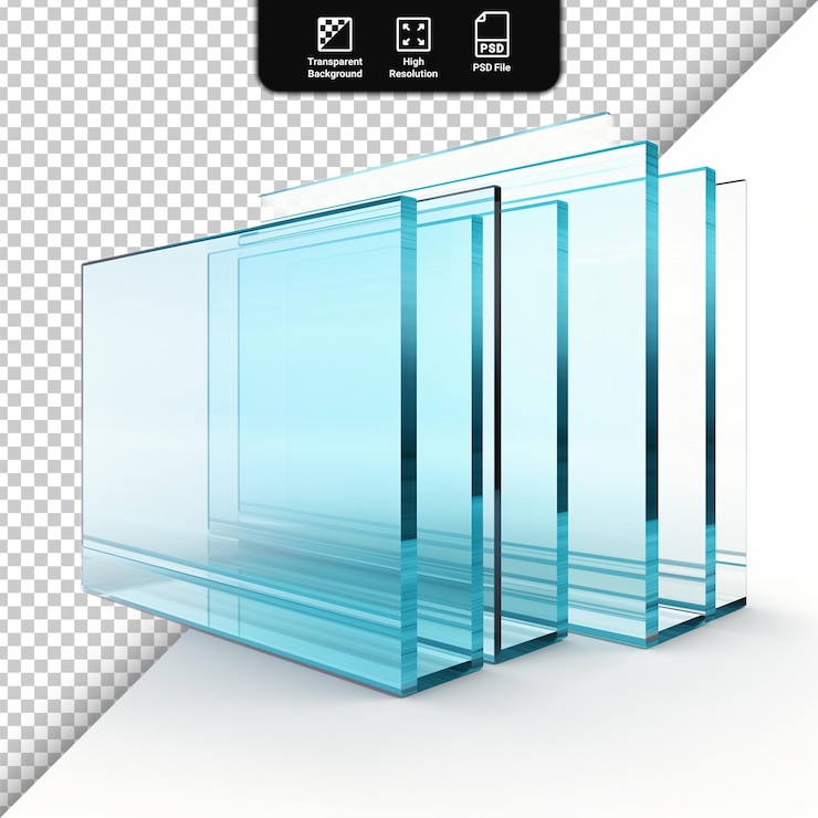 PSD psd glass panels isolated on transparent background