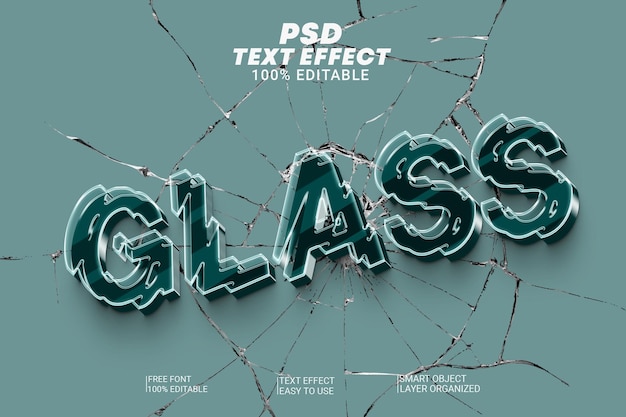 Effetto di stile di testo psd glass