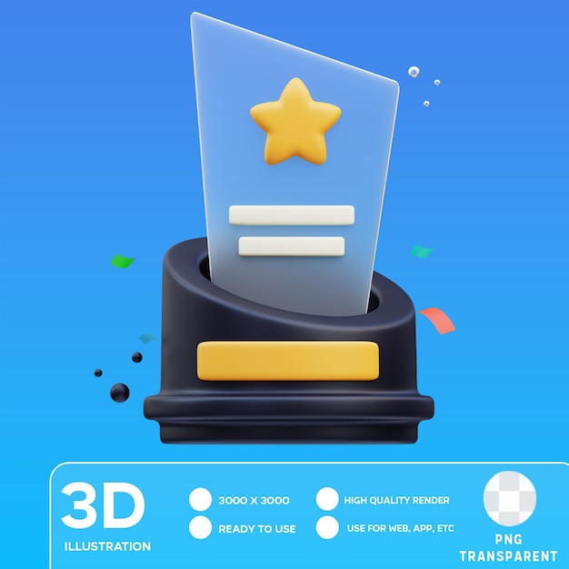 PSD psd glass trophy 3d illustration