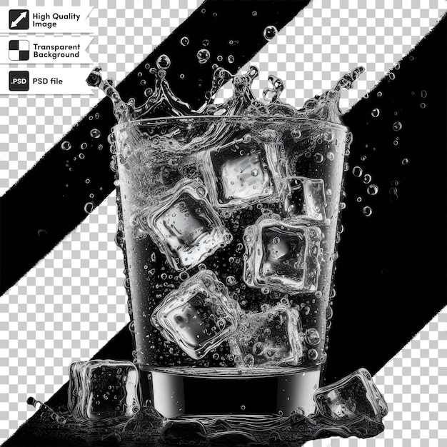 PSD bicchiere di acqua psd con ghiaccio su sfondo trasparente