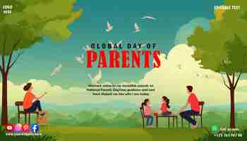 PSD modello psd per la giornata globale dei genitori per poster e banner sui social media