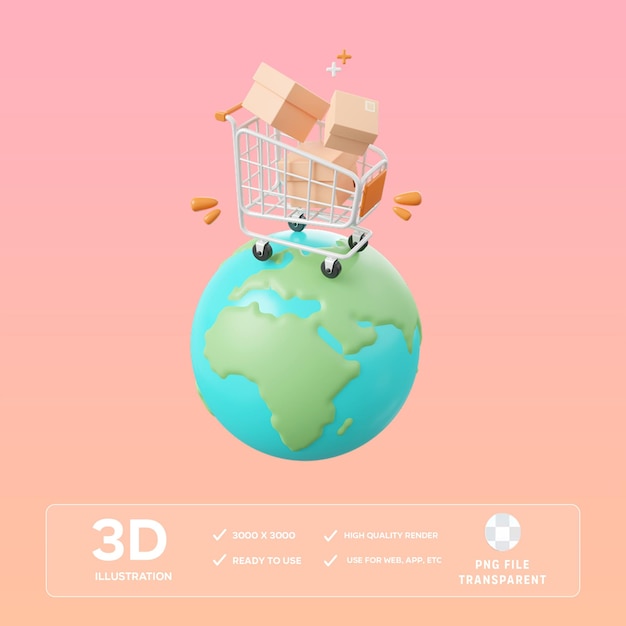 PSD 全球交付 3D 插图