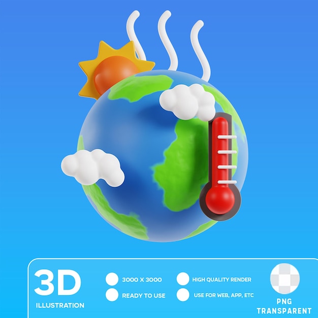 PSD illustrazione 3d del riscaldamento globale psd