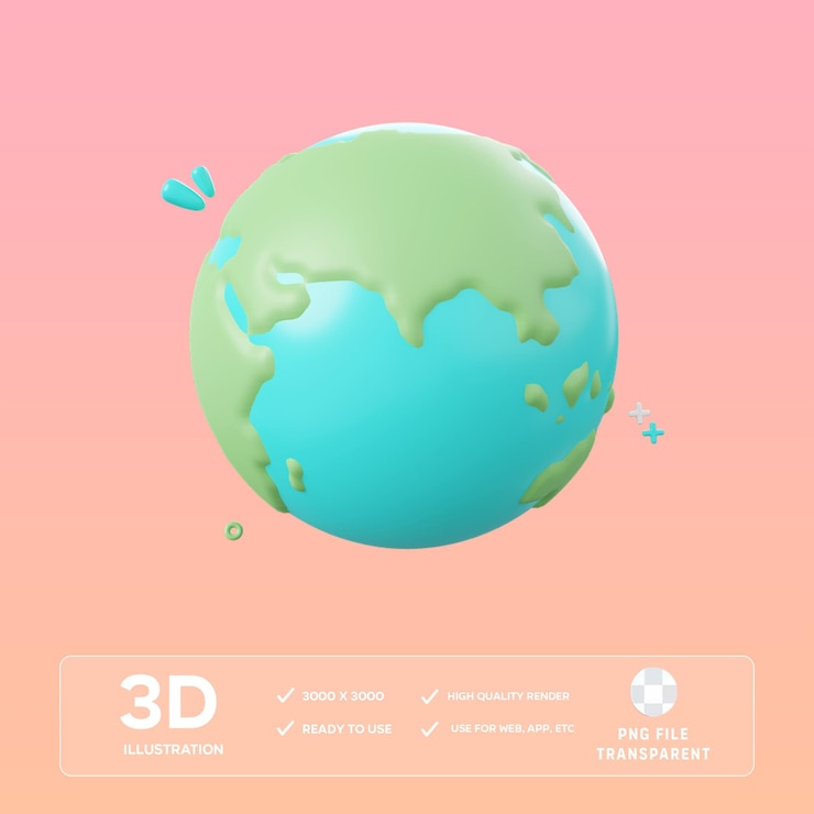 PSD psd 글로브 3d 일러스트레이션