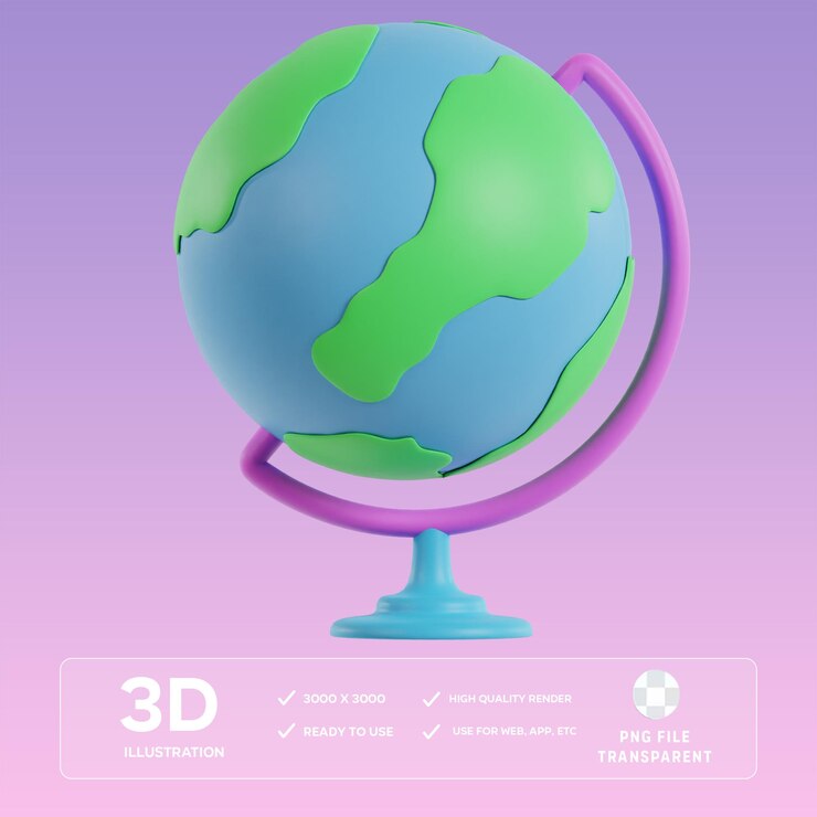 PSD psd globe front 3d illustration