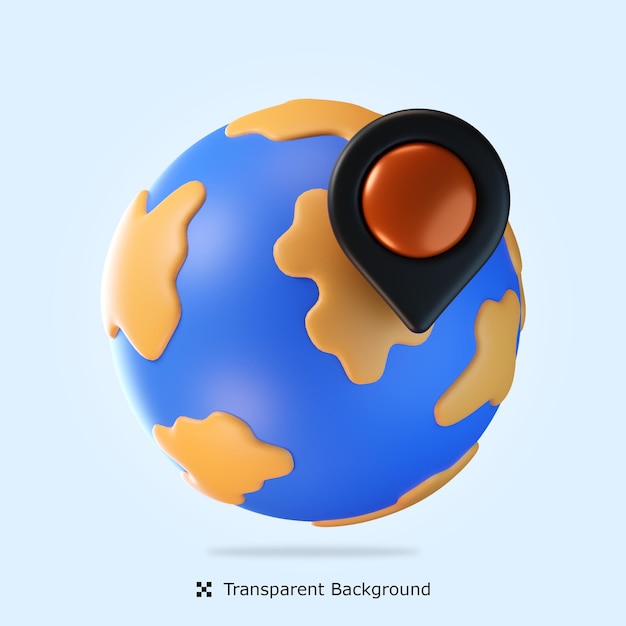 Psd globe kaart 3d-pictogram