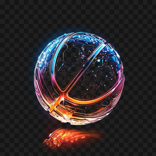 PSD psd glossy metallic shimmering basketball icon with geometric de web symbol glass 4096px design art