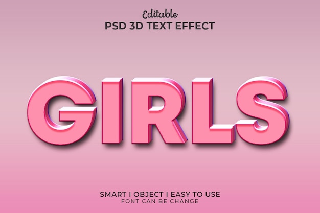 PSD psd glow pink girls 3d text effect style