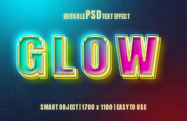 Эффект стиля текста PSD Glow