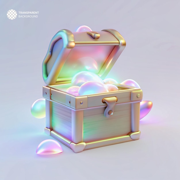 Psd glowing gradient shapes treasure chest