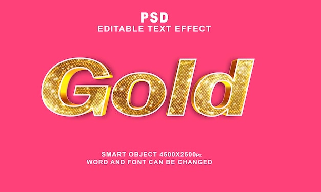 PSD psd oro 3d modificabile in stile effetto testo photoshop con sfondo