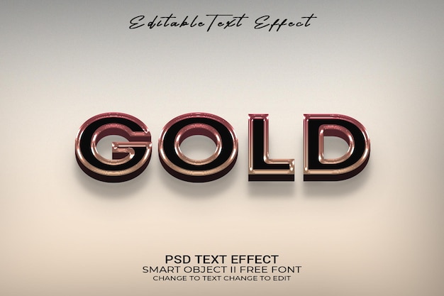 Stile di effetto di testo 3d psd gold