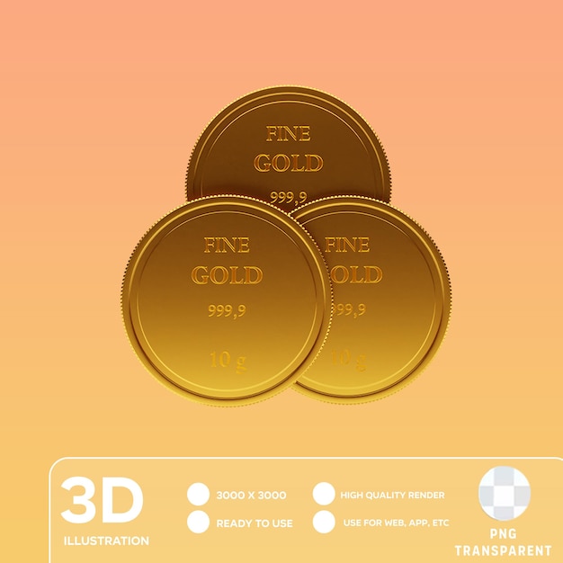 PSD psd gold coin 3d illustration