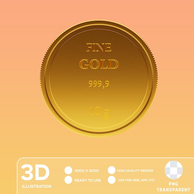 PSD psd gold coin 3d illustration