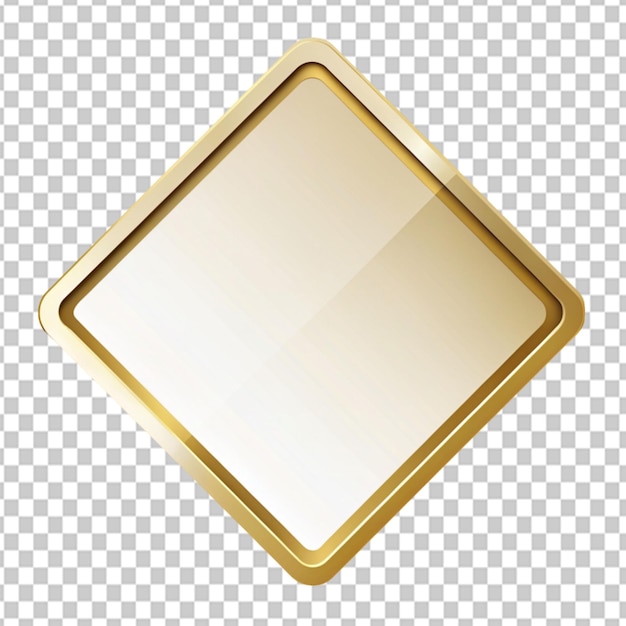 PSD psd of a gold frame rhombus shape sticker on transparent background