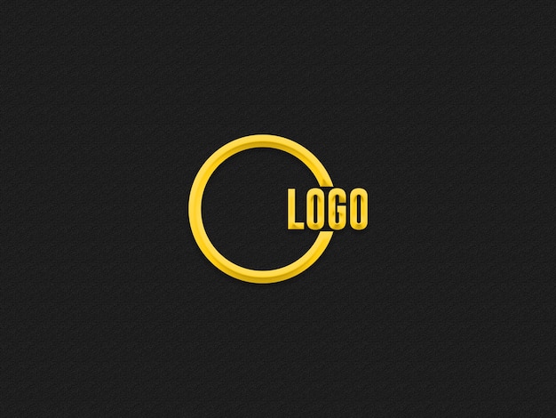 Psd gold logo mockup on black wall