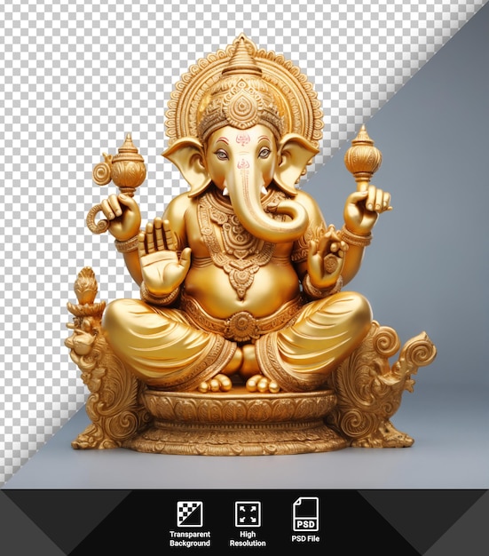PSD psd gold lord ganesha on transparent background