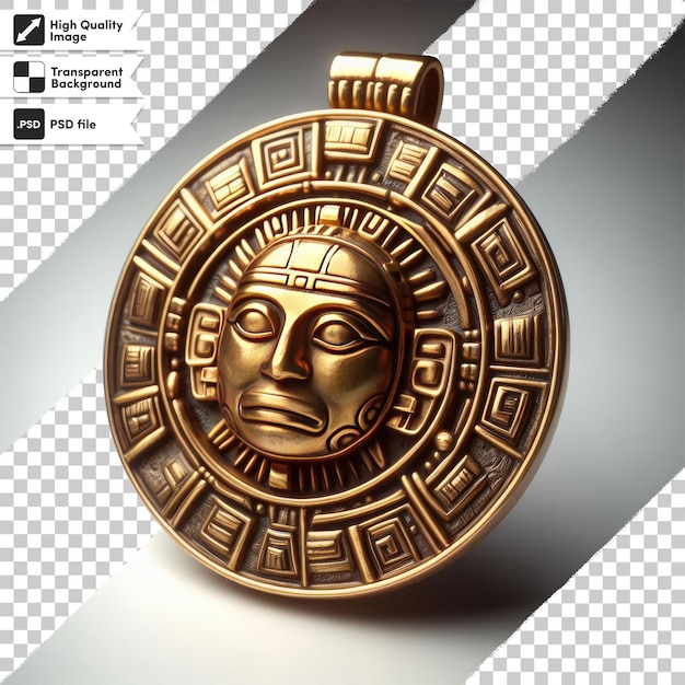 PSD psd gold medal with ribbon golden amulet on transparent background with editable mask layer