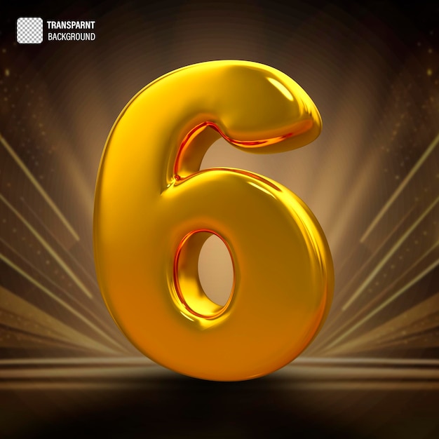 Psd gold number 6 luxury 3d