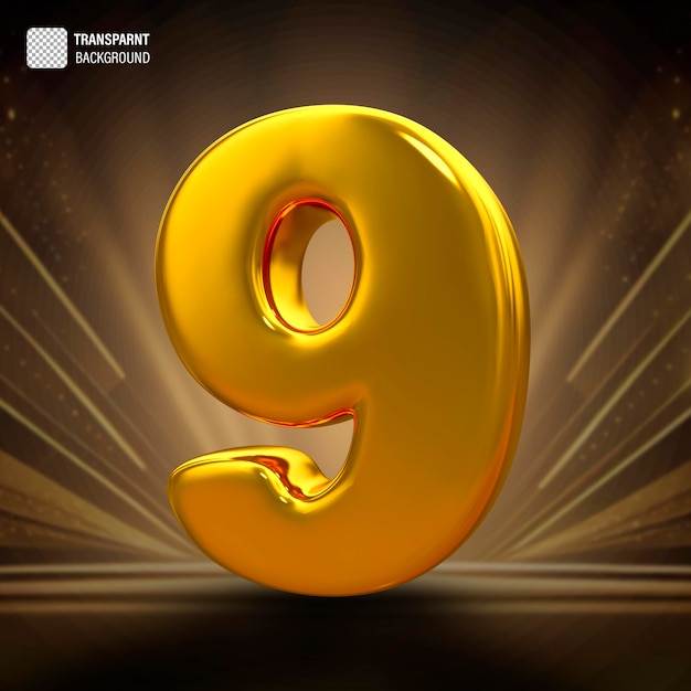 PSD psd gold number 9 luxury 3d