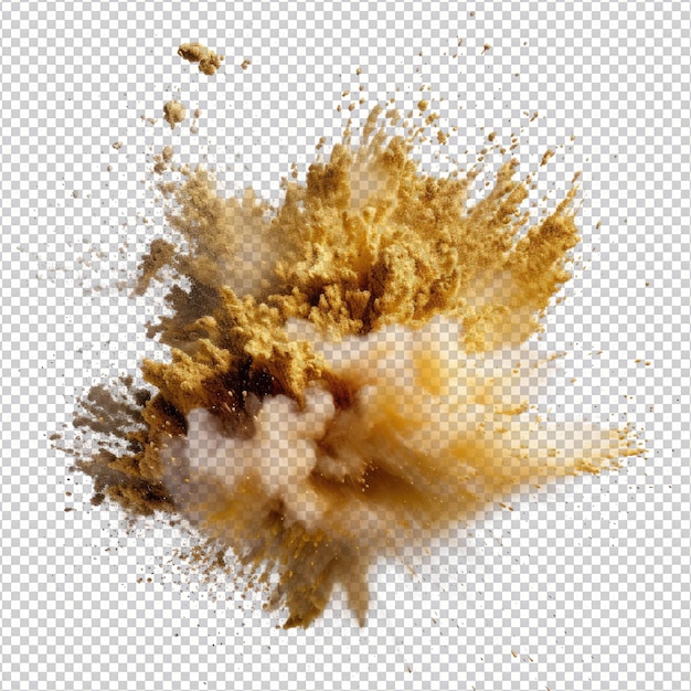 Psd gold powder explosion isolated on transparent background hd png