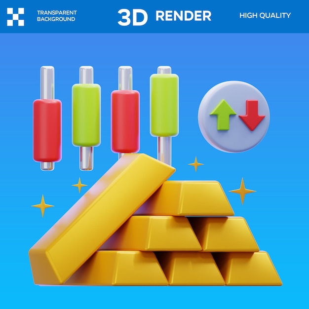PSD gold trading 3D Illustration