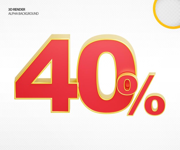 PSD golden 3d rendering forty percent off template