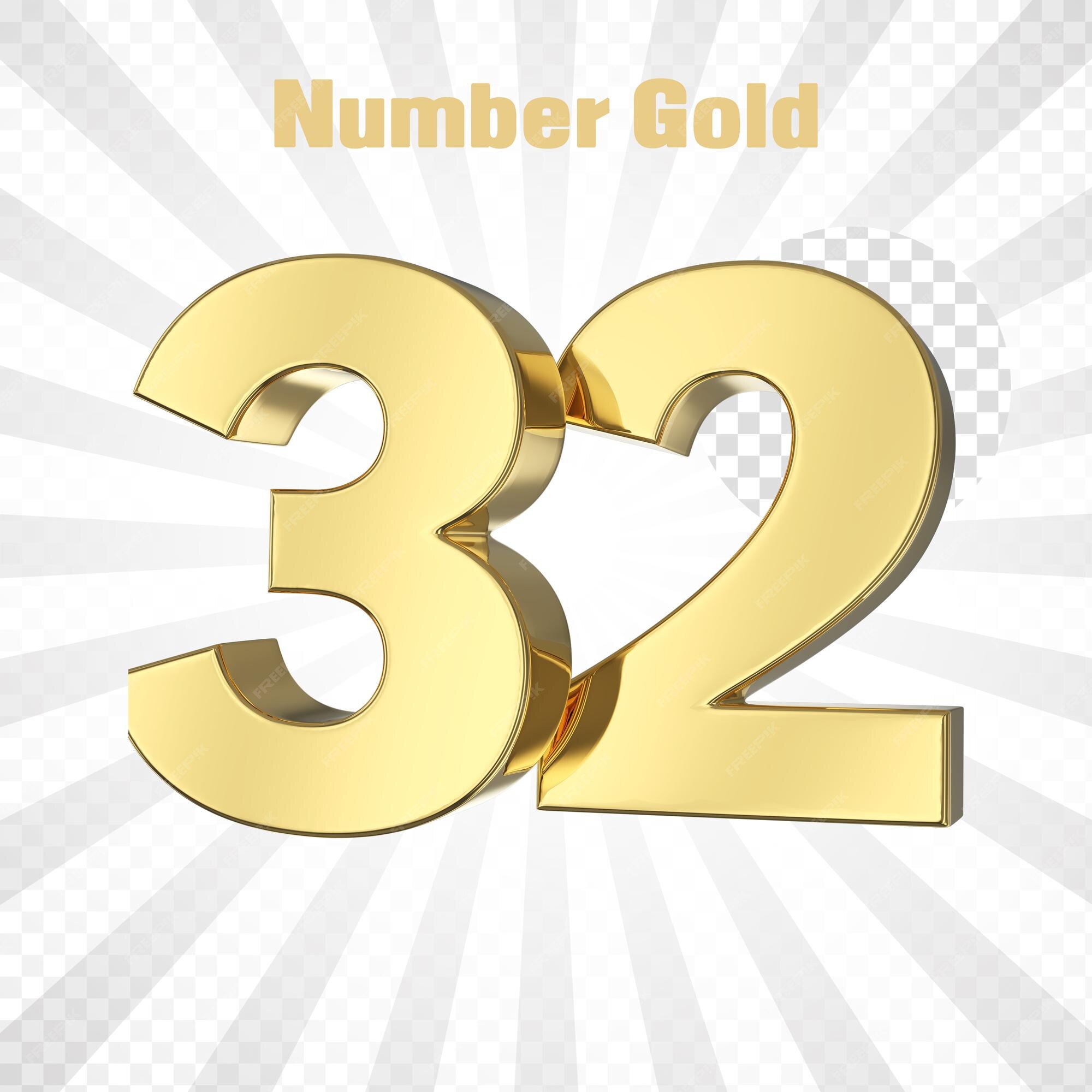 Premium PSD PSD a golden alphabet letter 32 with a gold background