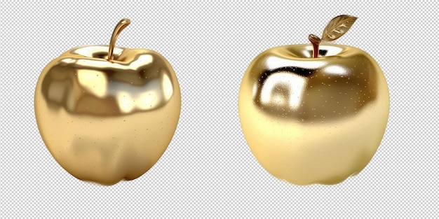 PSD golden apple isolated on transparent background HD PNG