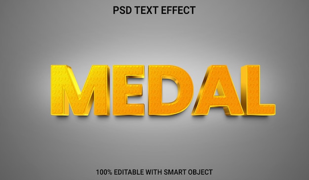 Psd golden medal text effect