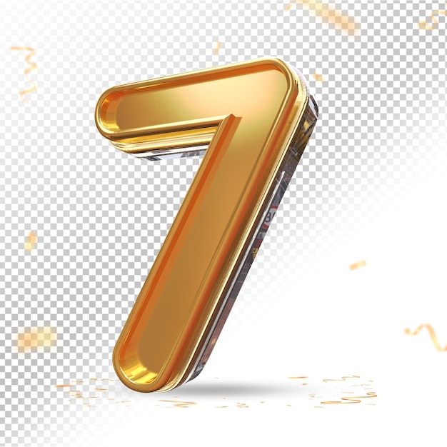 Psd golden style 3d number 7