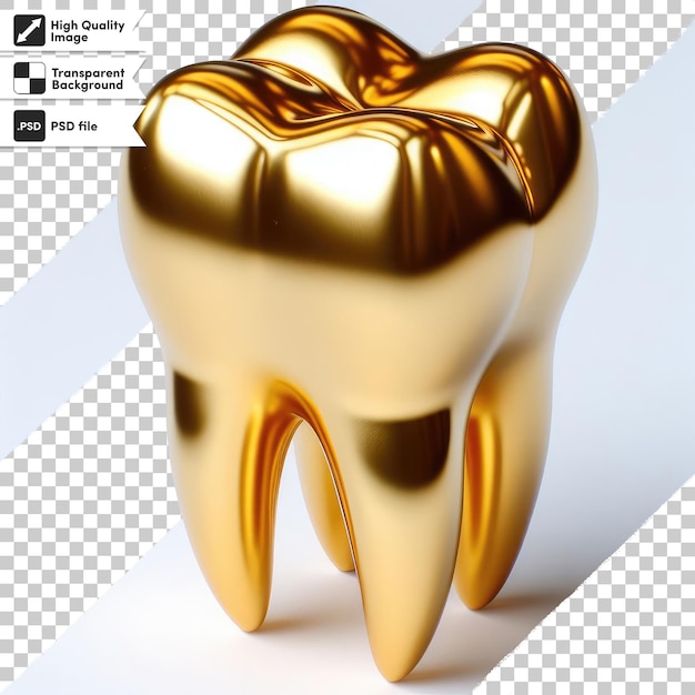 PSD psd golden tooth on transparent background with editable mask layer