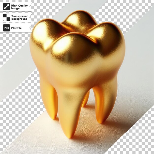 PSD psd golden tooth on transparent background with editable mask layer