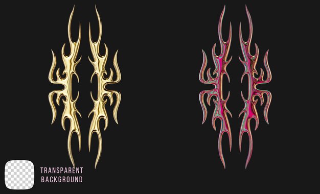 PSD Golden Y2K: Abstract Tribal Shape 3D-Rendering