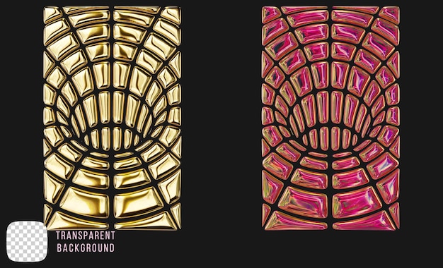 Psd golden y2k abstracte vorm 3d rendering