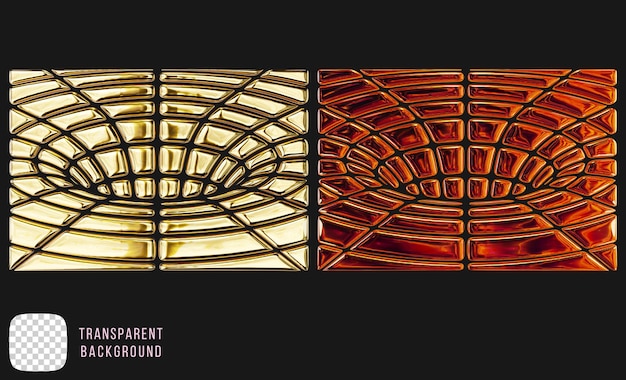 Psd golden y2k abstracte vorm 3d rendering