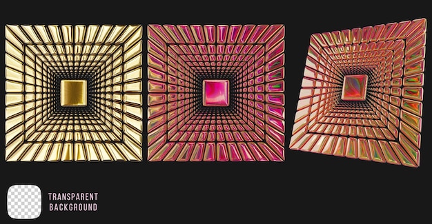 Psd golden y2k abstracte vorm 3d rendering