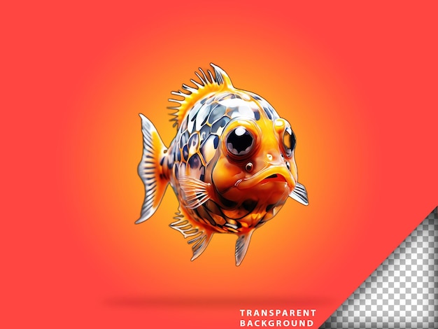 PSD psd un pesce rosso con sfondo trasparente arancione