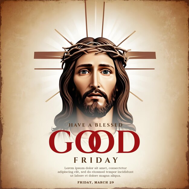 PSD psd good friday banner template with cross wood