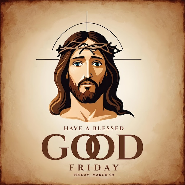 Psd good friday banner template with cross wood