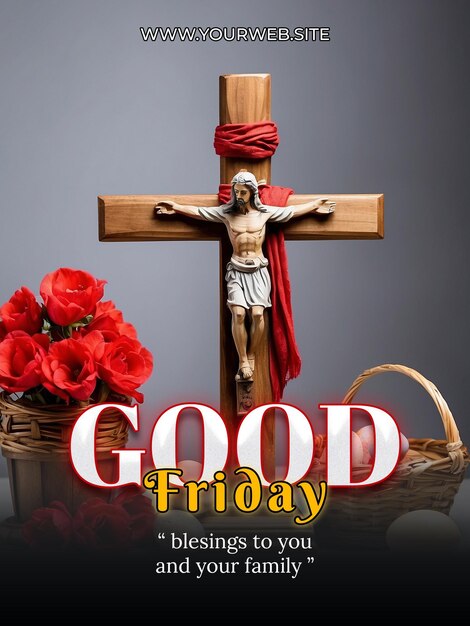 Psd good friday social media poster design template