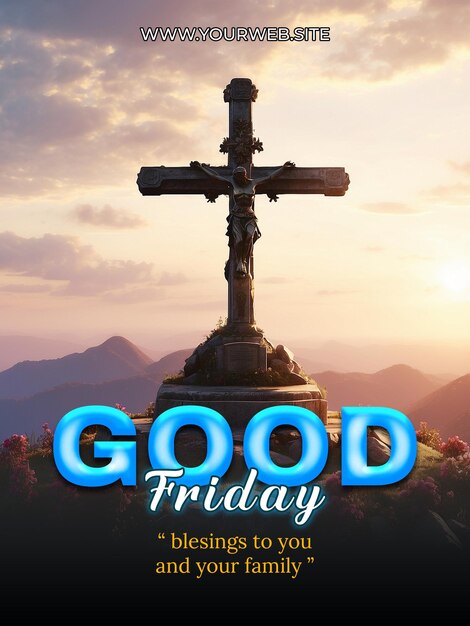 PSD psd good friday social media poster design template