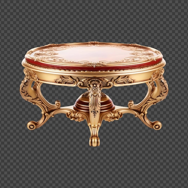 Psd gouden koninklijke tafel geïsoleerd op witte en doorzichtige achtergrond