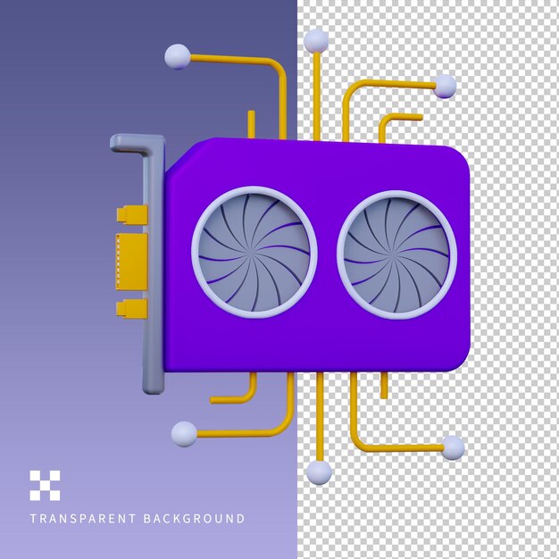 PSD Gpu mining 3D Illustration