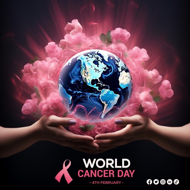 Psd gradient world cancer day banner design