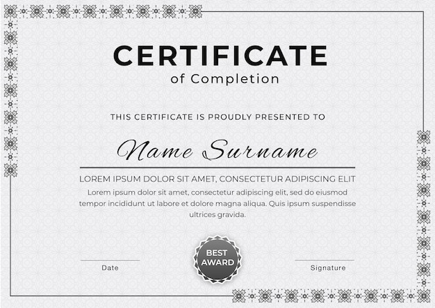 PSD Graduation certificate template