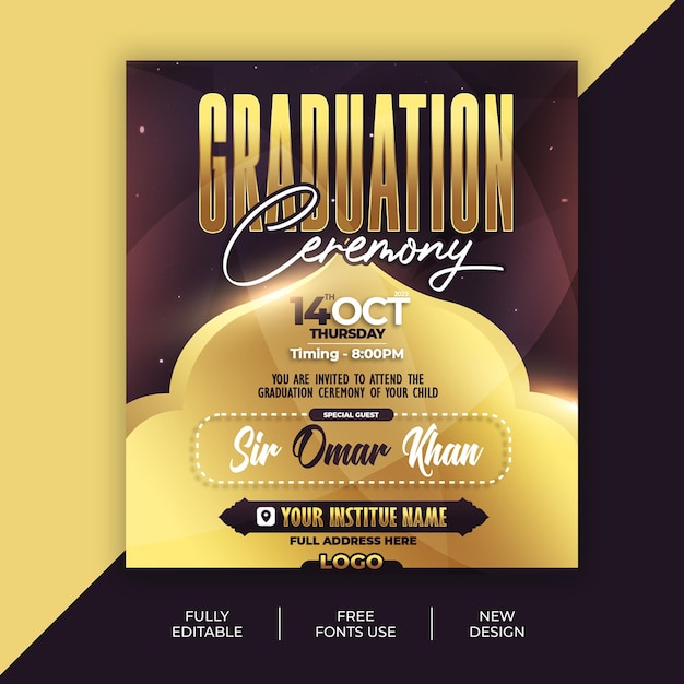 PSD psd graduation social media post or instagram ads banner flyer design template